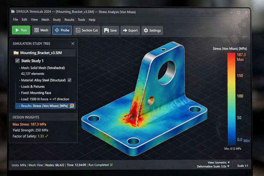 Stress simulation results that drive both generative design and topology optimization decisions