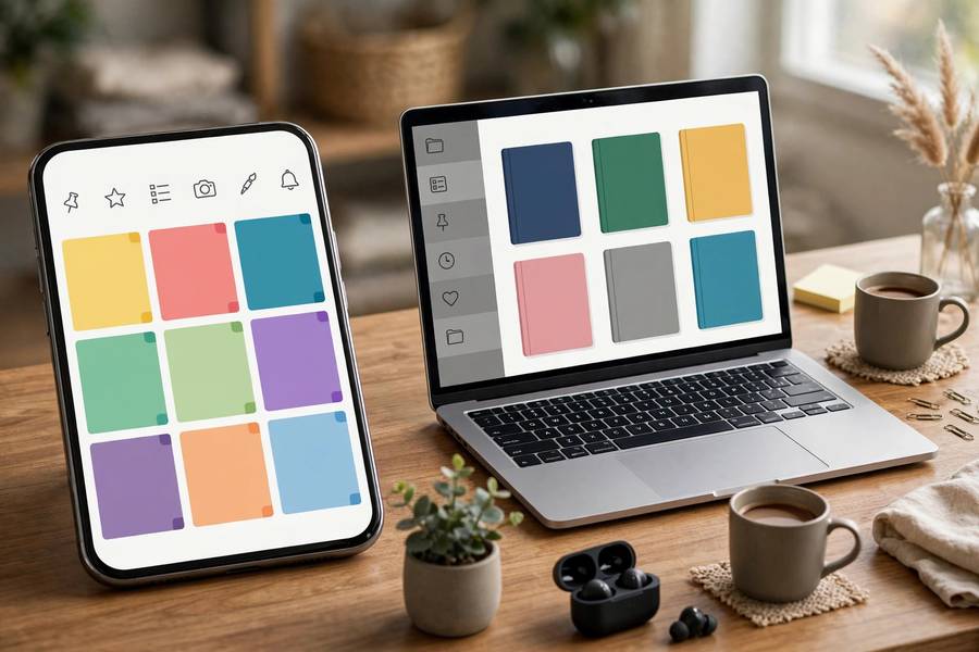 Quick capture notes app versus organized archive on devices
