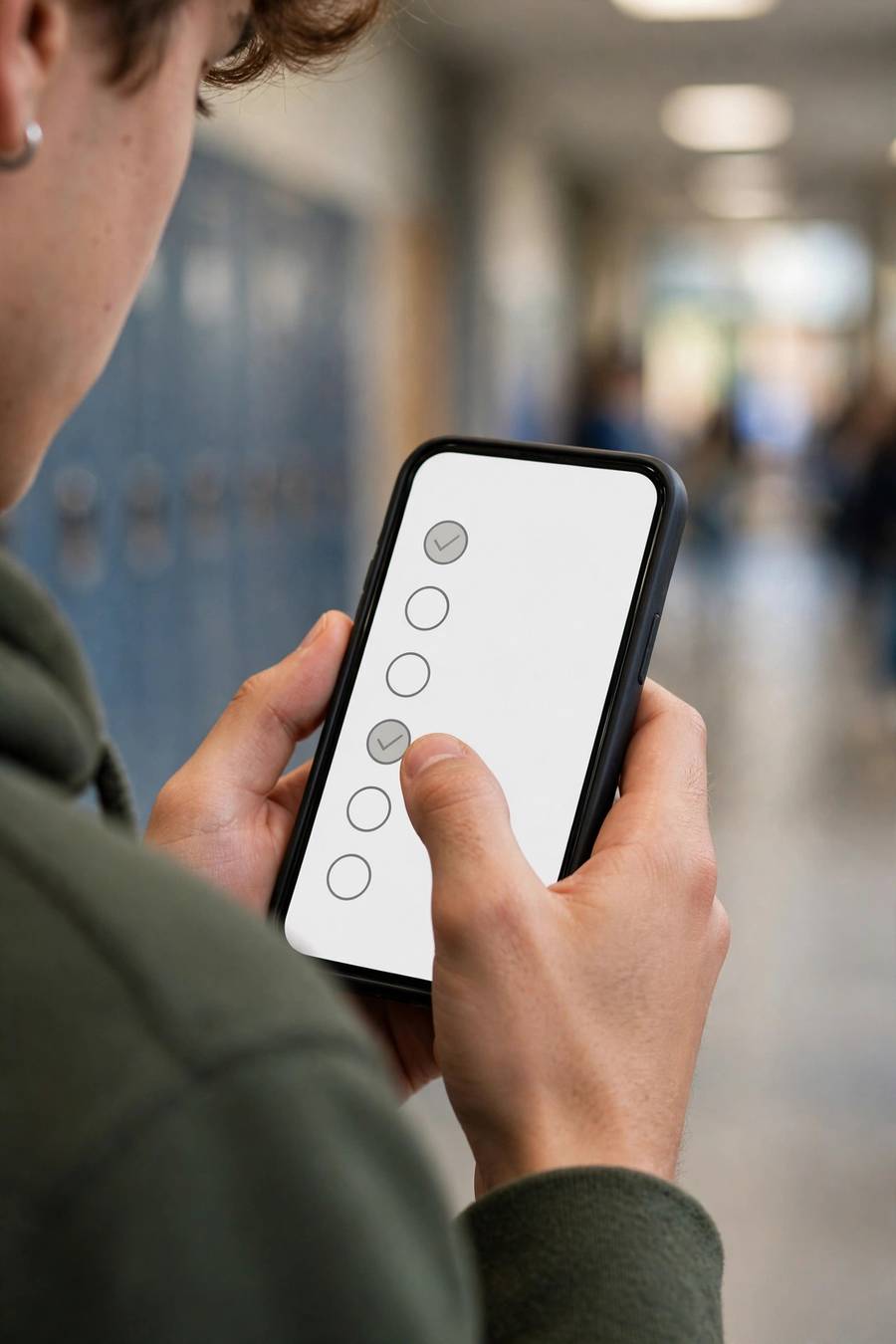 Student creating a quick checklist note on phone