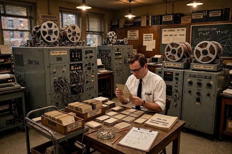 1950s computer lab representing the early history of artificial intelligence research