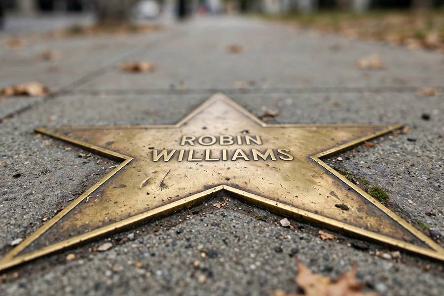 Close-up of a brass star illustrating what is the hollywood walk of fame honor