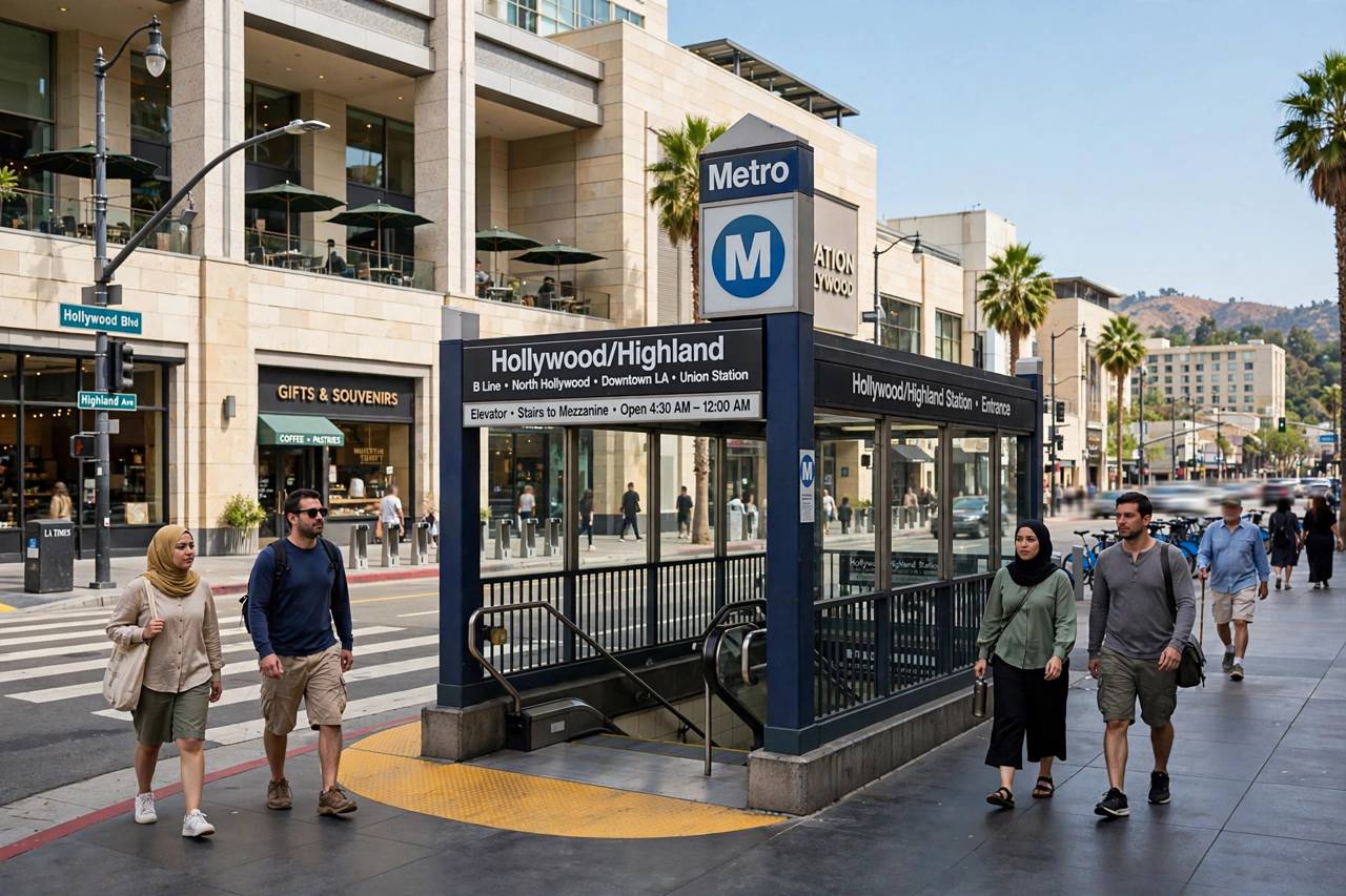 Metro station entrance at Hollywood and Highland