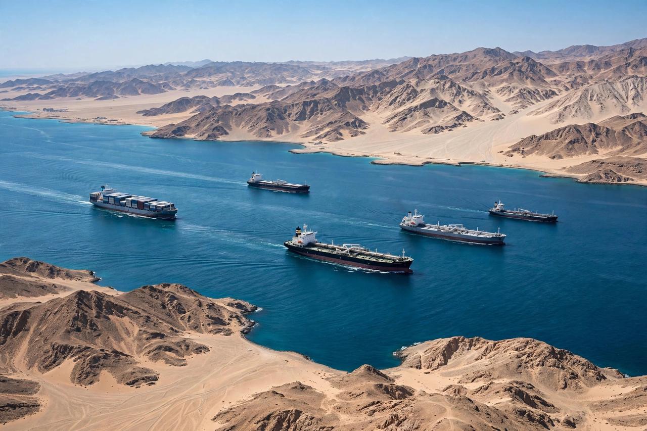 Cargo ships crossing the Red Sea, the waterway affected by Houthi attacks on tankers