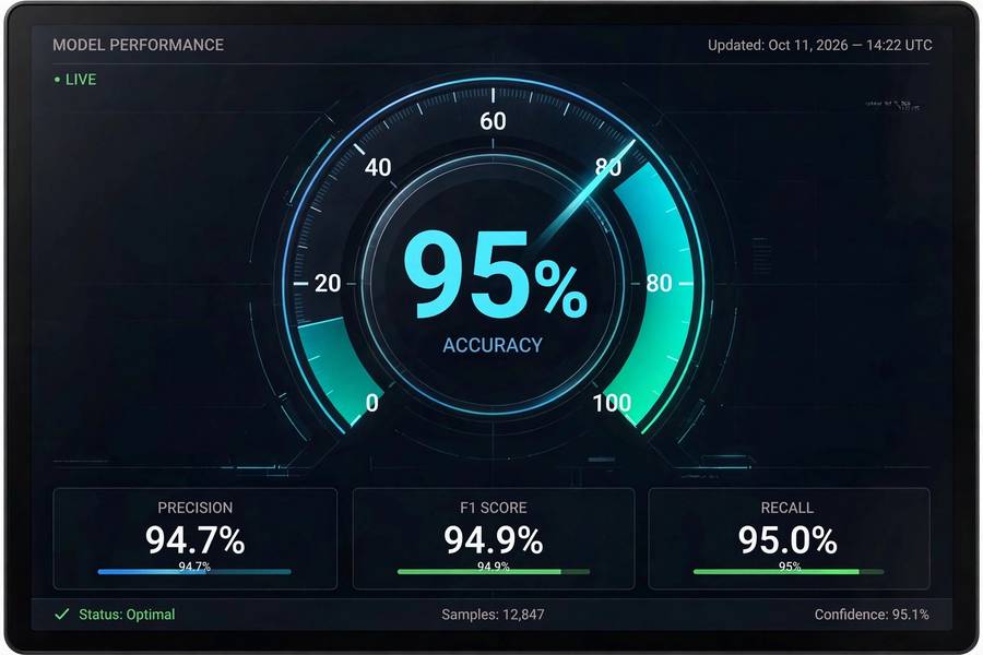 A 95 percent accuracy gauge illustrating how accurate voice recognition has become