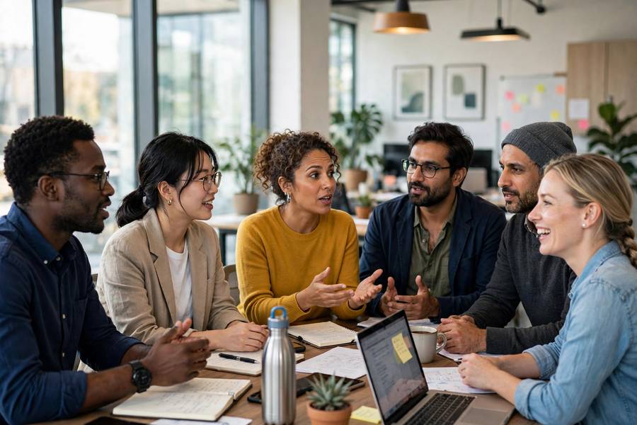 Diverse speakers testing how accurate voice recognition is across accents