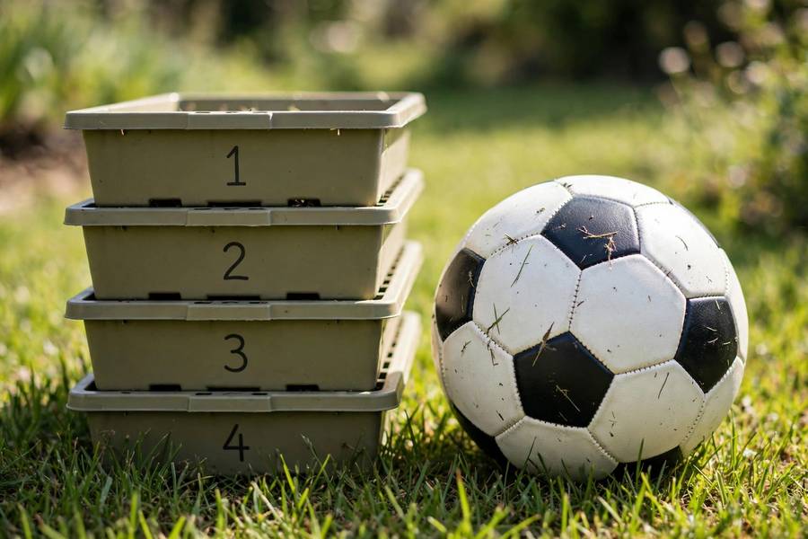 Diagram-style football showing four seeded pots labeled Pot 1 through Pot 4