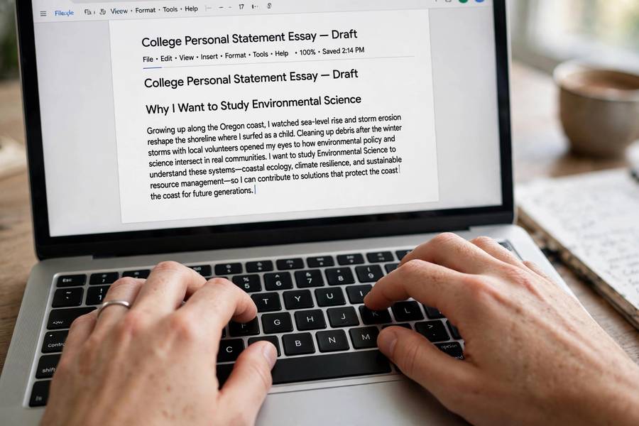 Typing a Common App personal statement essay