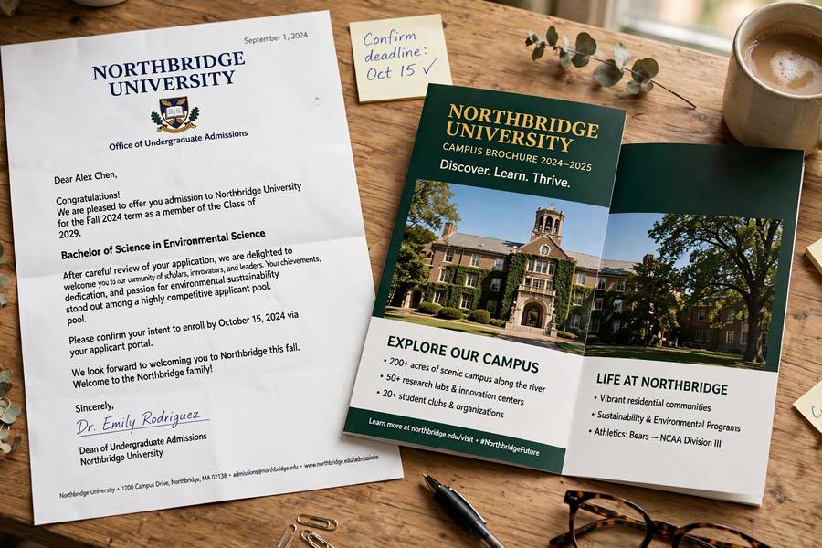 College acceptance materials after submitting the Common App