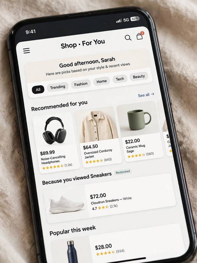 Personalized shopping recommendations on a smartphone