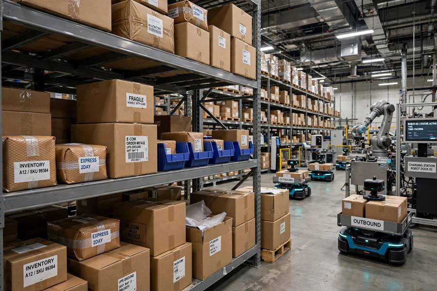 E-commerce warehouse fulfilling recommended product orders