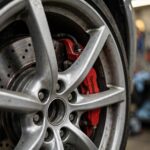 How Do Brakes Work? A Mechanic Explains What's Stopping You Car disc brake with drilled rotor and caliper showing how do brakes work