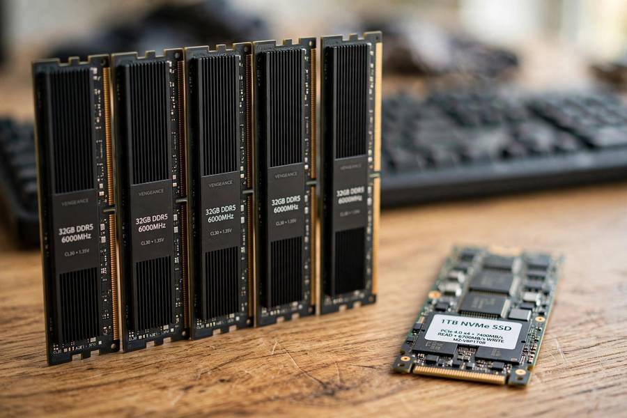 RAM and SSD storage components showing how computers work with memory