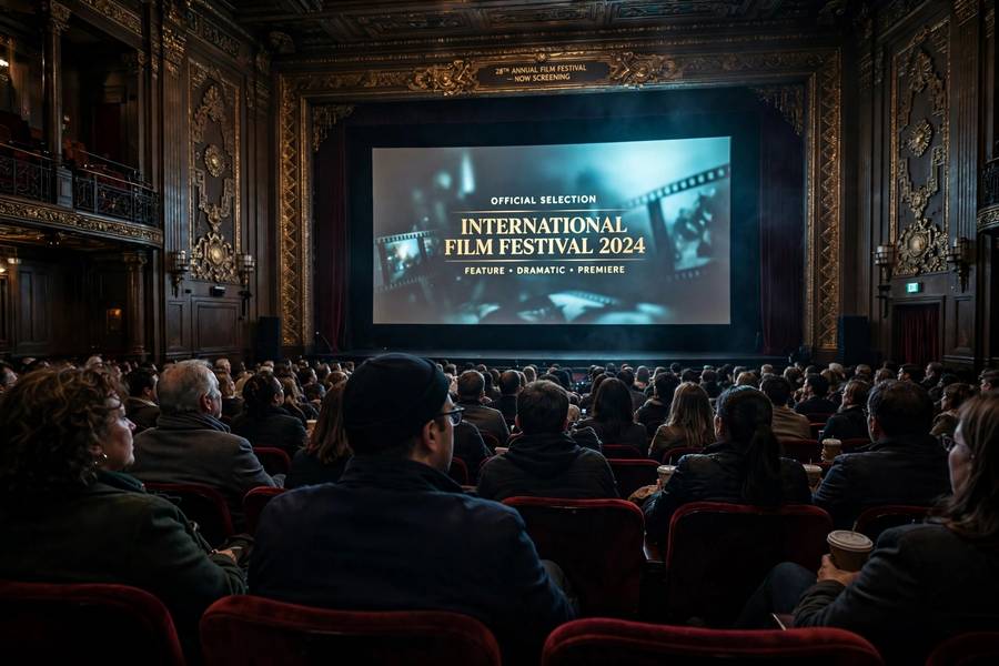 Festival audience at a screening, part of how film festivals work