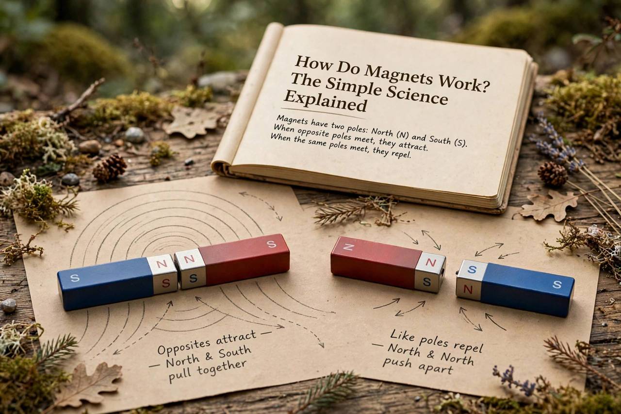 Two bar magnets showing attraction and repulsion of poles