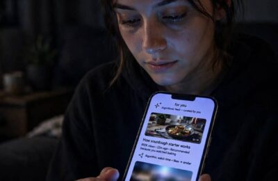 Person browsing a personalized feed, an example of how do recommendation algorithms work