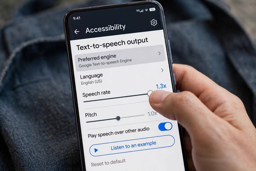 Adjusting text to speech accessibility settings on a smartphone
