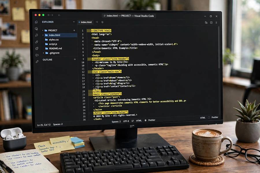 Semantic HTML code that helps screen readers convert text to speech accurately