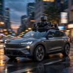How Do Self-Driving Cars Work? Sensors, AI, and Reality Check Self-driving car with roof sensors navigating a city street, illustrating how do self driving cars work