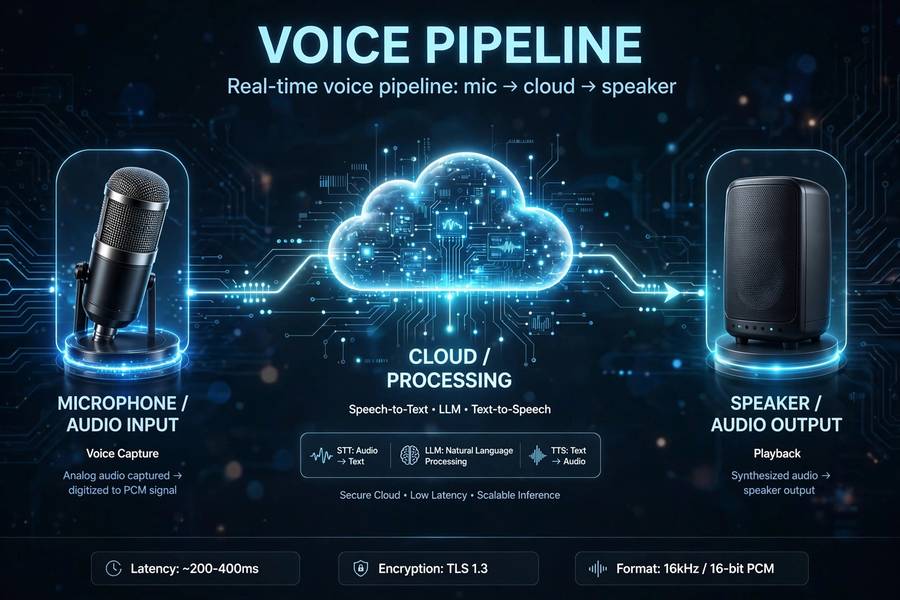 How do voice assistants process speech — the full pipeline from microphone to response