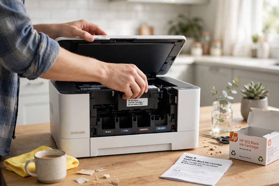 Replacing ink cartridges in a printer for how does a printer work guide