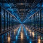 How Does a Search Engine Work? The Full Guide Server racks with blinking lights in a data center corridor — the machinery behind how a search engine works
