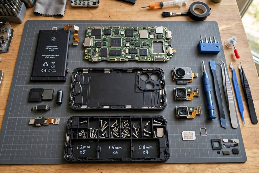 Disassembled smartphone showing internal components that explain how a smartphone works