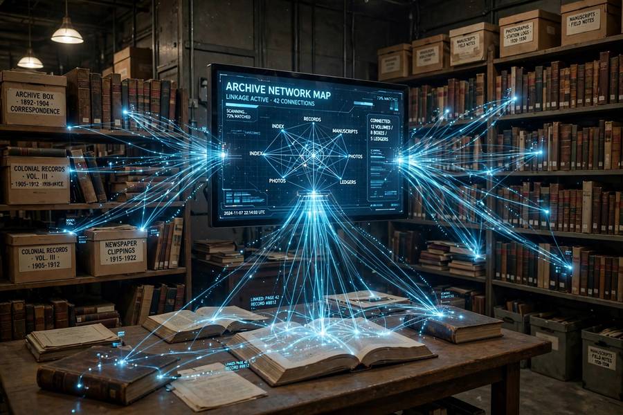 Concept of AI search connecting answers to source documents
