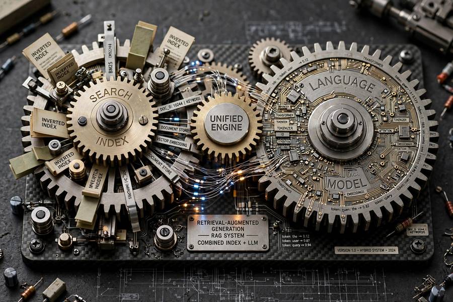 Gears combining a search index and a language model into one system