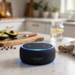 How does Alexa understand voice commands — an Echo speaker with its blue light ring active