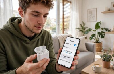 Pairing earbuds to a phone — the first step in how Bluetooth works in daily life