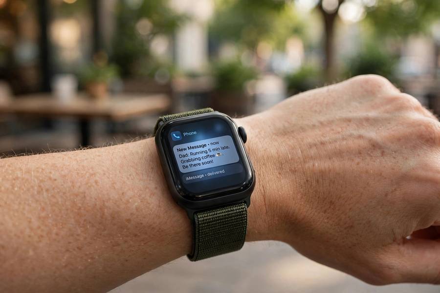 Smartwatch receiving notifications through a low-energy Bluetooth connection