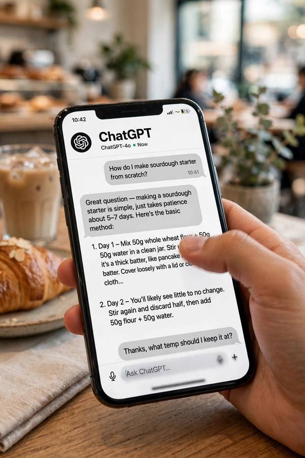 Scrolling through a ChatGPT conversation on a phone
