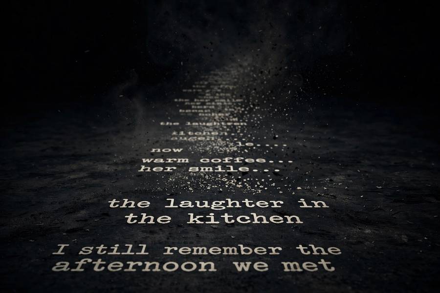Conceptual image of text fading away representing forgotten context