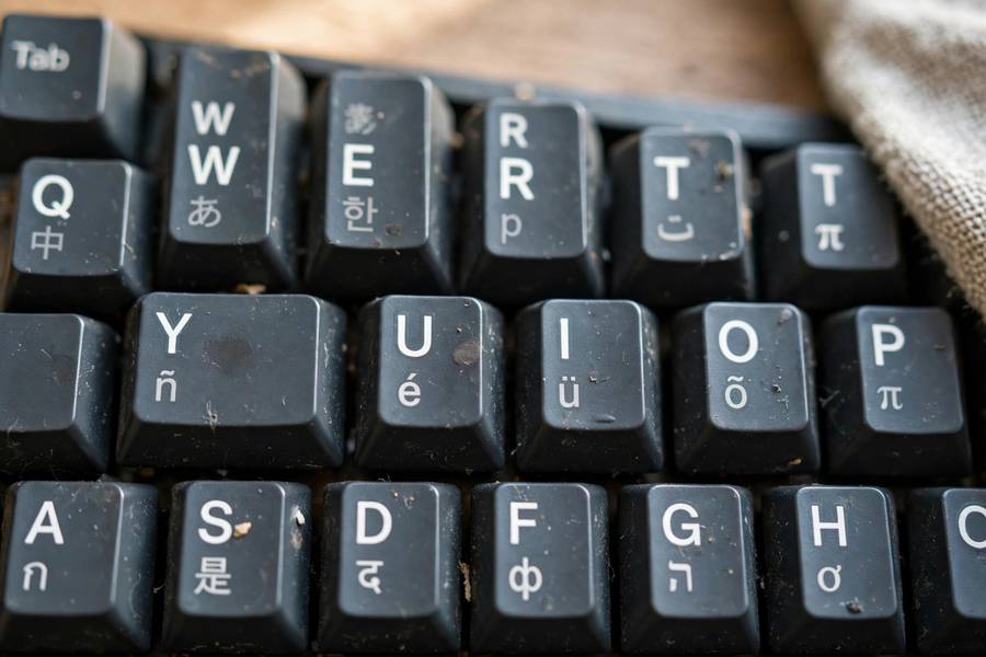 A keyboard with multilingual character keys