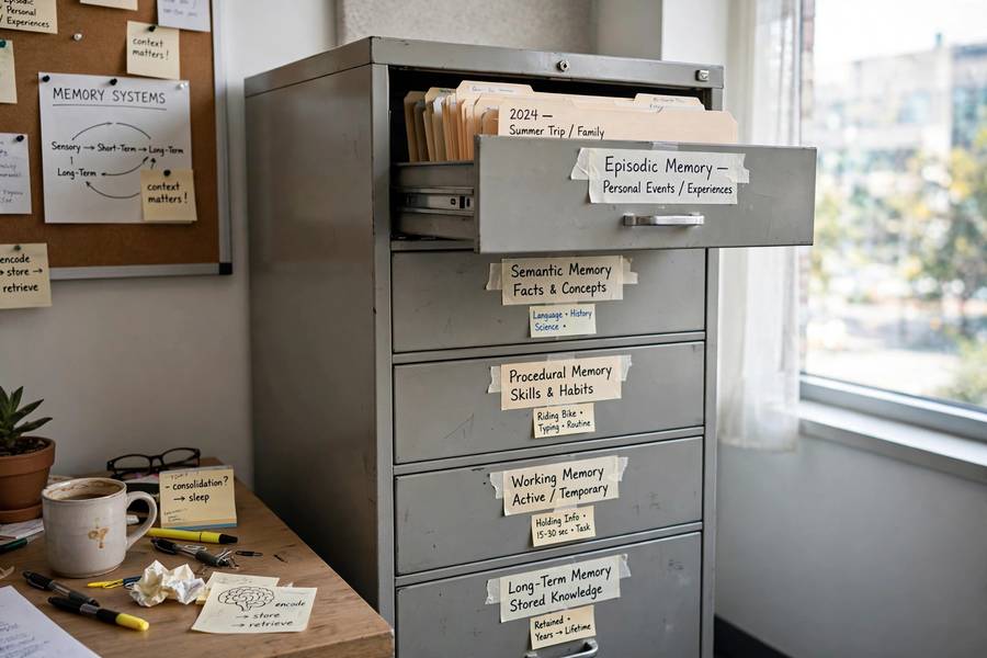 Conceptual image of organized memory storage like filing cabinets