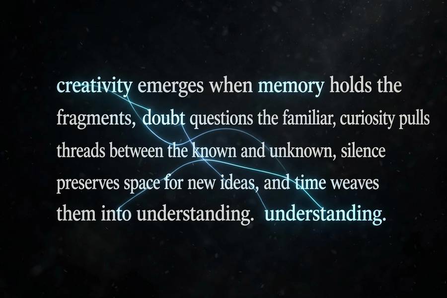 Conceptual visualization of words connected by attention lines