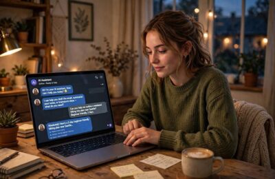 Person using ChatGPT on a laptop, wondering how does ChatGPT work behind the scenes