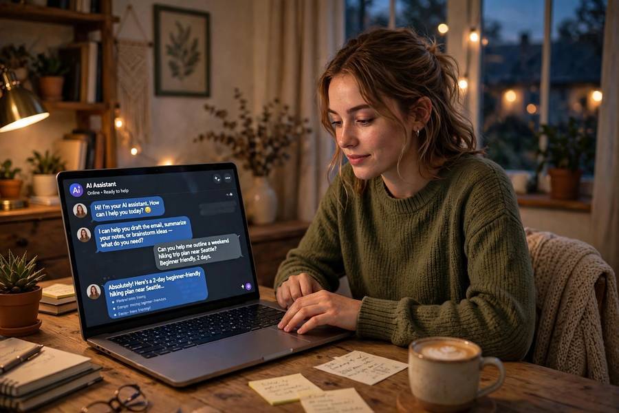 Person using ChatGPT on a laptop, wondering how does ChatGPT work behind the scenes