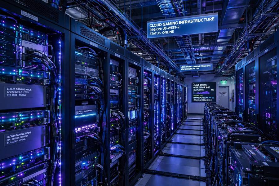 A data center powering cloud gaming servers