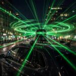How Does LiDAR Work? Laser Sensing Explained Simply Spinning LiDAR sensor emitting laser beams showing how does LiDAR work