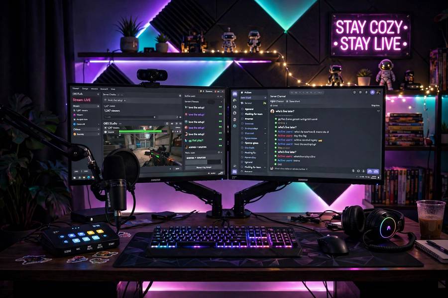 Home studio setup showing how live streaming works