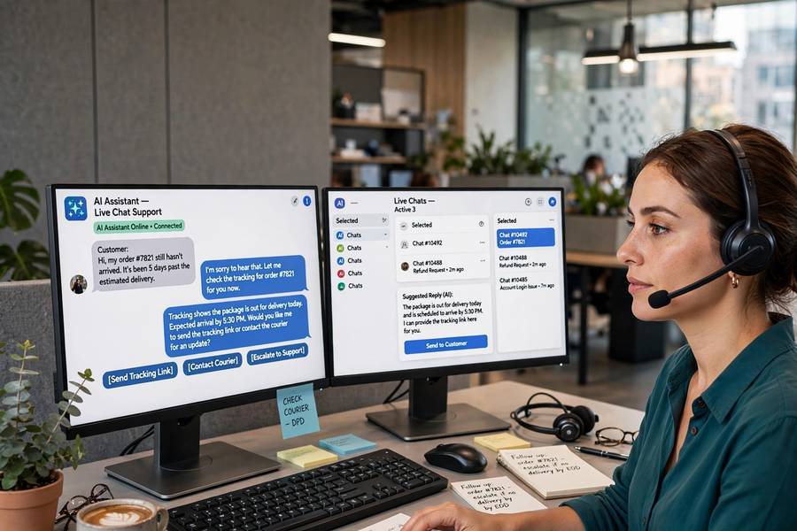 AI-assisted customer support demonstrating how is AI used in business