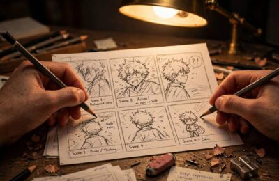 Storyboarding stage of how anime is made