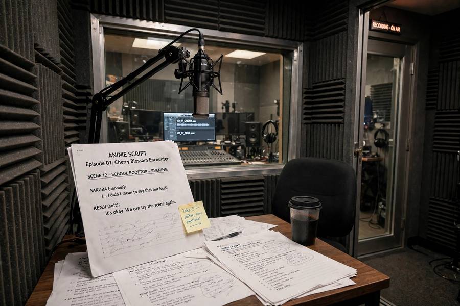 Voice recording stage of how anime is made