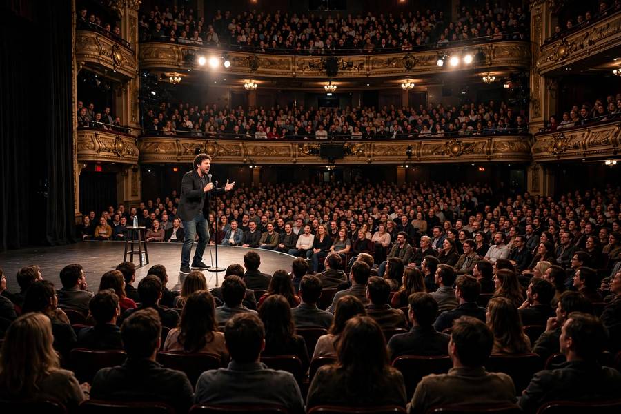Comedian performing hour-long headline set in large theater