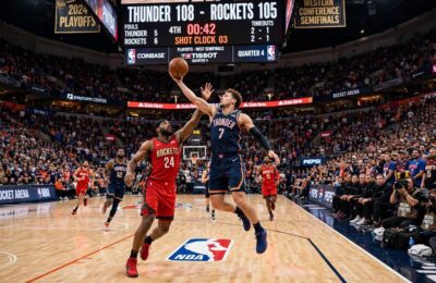 NBA basketball game in progress in a packed arena