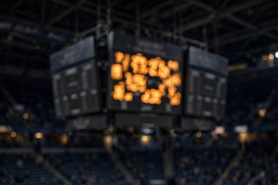 Basketball game clock counting down in the final minutes