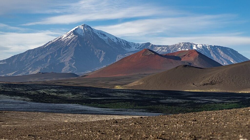 A field of volcanoes in Russia's Kamchatka Peninsula, one of the most volcanic regions on Earth