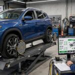 How Much Does a Wheel Alignment Cost? Real Price Ranges Car on a wheel alignment rack — how much a wheel alignment costs depends on the service type