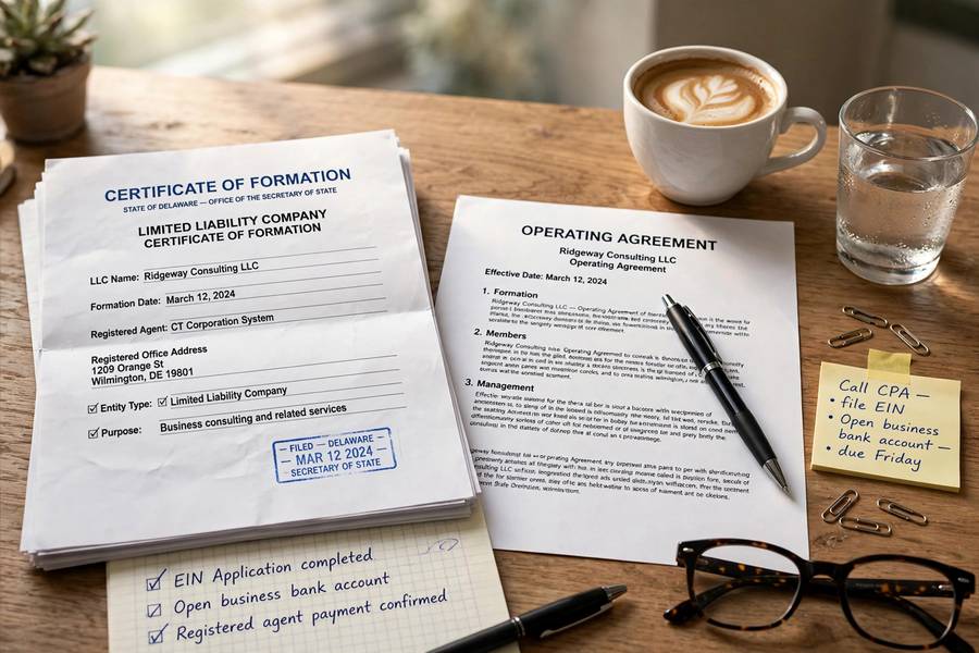 LLC formation paperwork showing how much does it cost to form an LLC